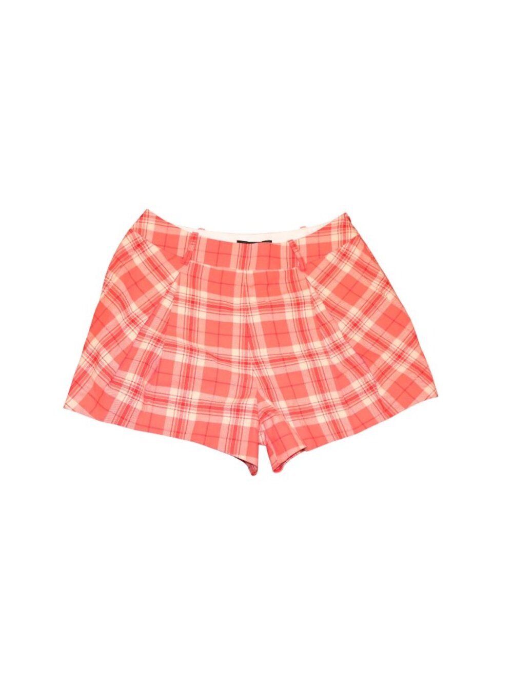 Smythe Womens Watermelon Plaid High-Waisted Shorts Cotton Size 6 New With Tags